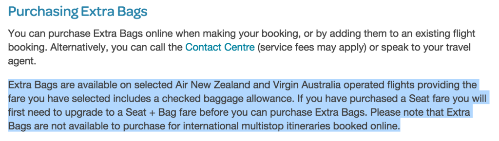 Seat-only fares cannot purchase extra bags at the normal rate.