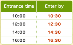 scheduled entrance times