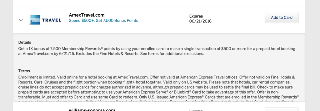 Amex Travel 7500 MR